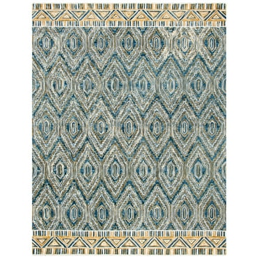 SAFAVIEH Aspen Sylvester Geometric Wool Area Rug, Blue/Gold, 10' x 14'