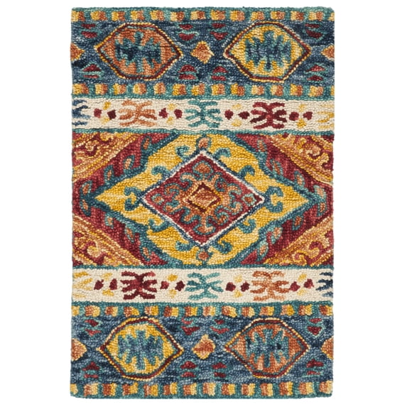 SAFAVIEH Aspen Tessan Southwestern Wool Area Rug, Navy/Ivory, 2' x 3'
