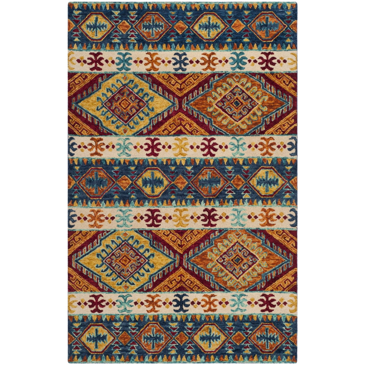 Handmade Multicolor Geometric Wool Round Area Rug