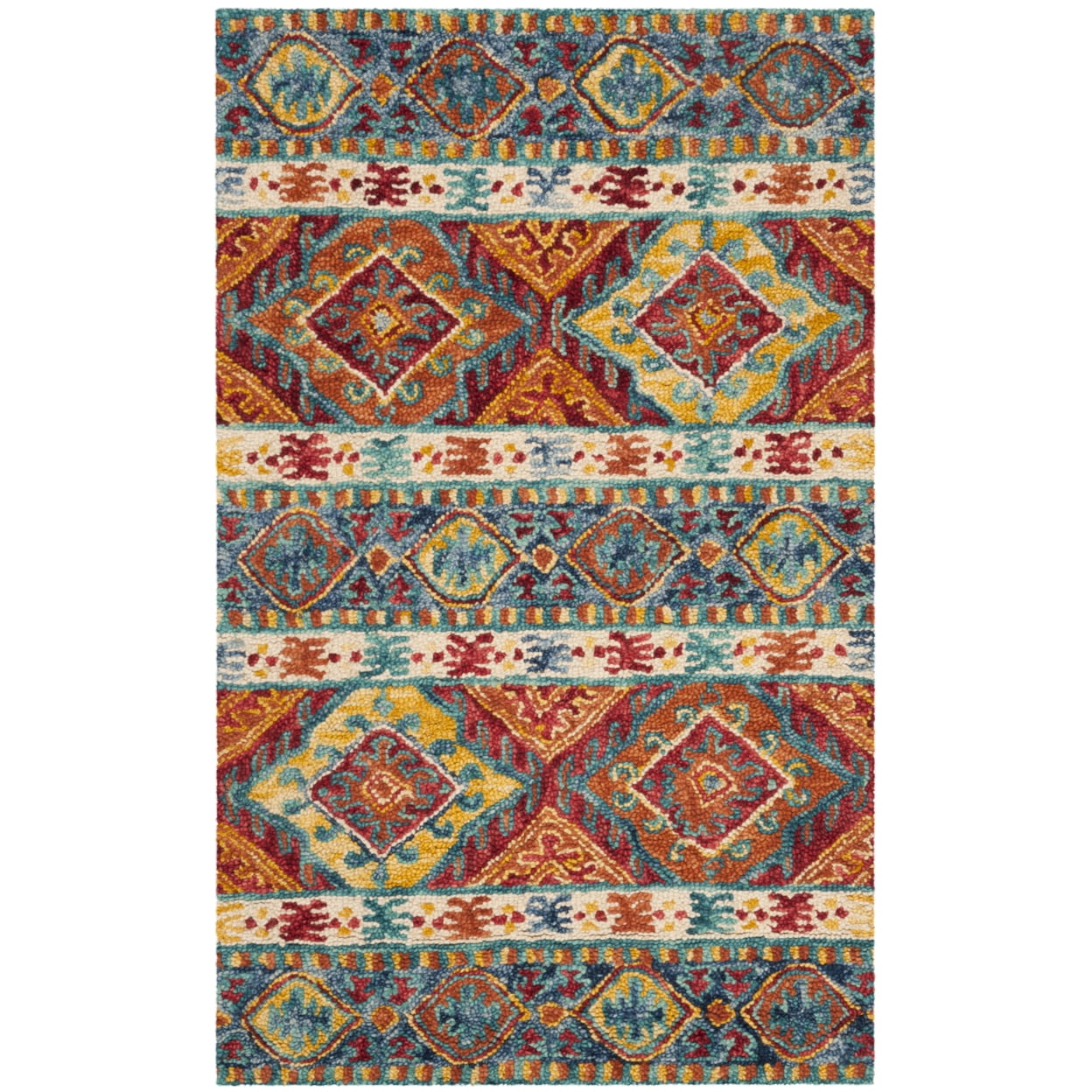 Ivory and Navy Hand-Tufted Wool Runner Rug, 2'3" x 5'