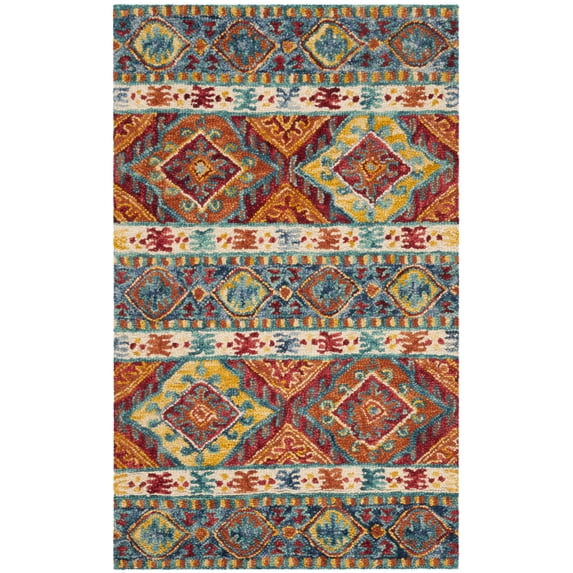 SAFAVIEH Aspen Tessan Southwestern Wool Runner Rug, Navy/Ivory, 2'3" x 5'