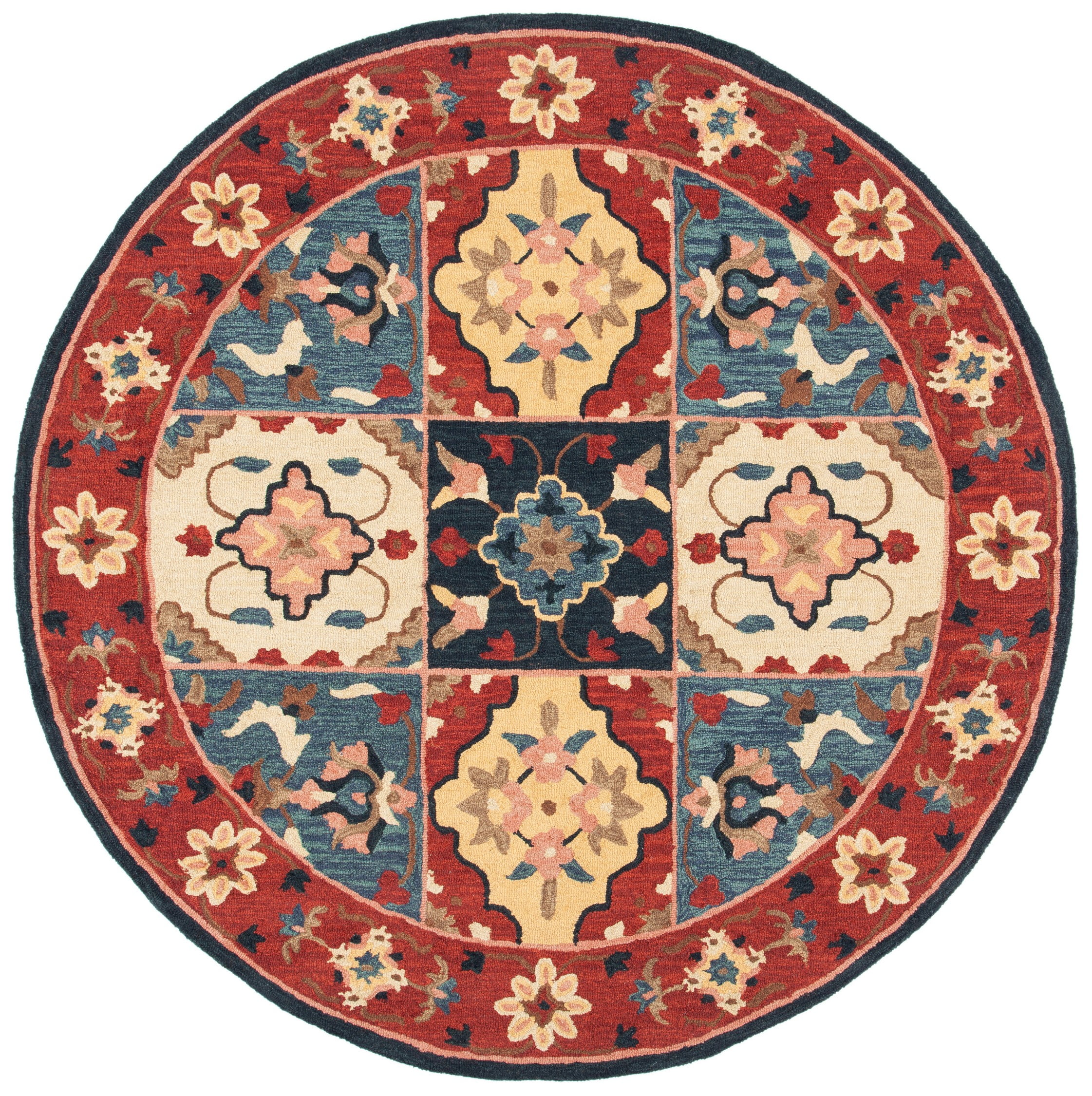 SAFAVIEH Aspen Timothy Oriental Area Rug, Red/Gold, 7' x 7' Round ...