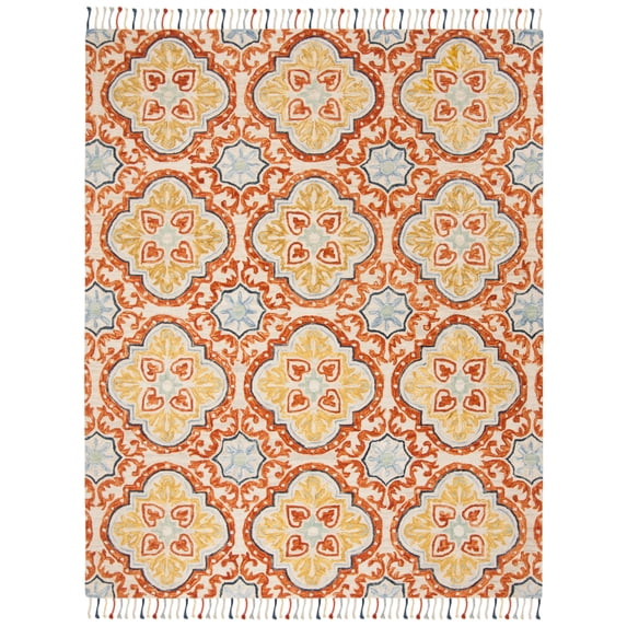 SAFAVIEH Aspen Tris Geometric Wool Area Rug, Beige/Rust, 10' x 14'