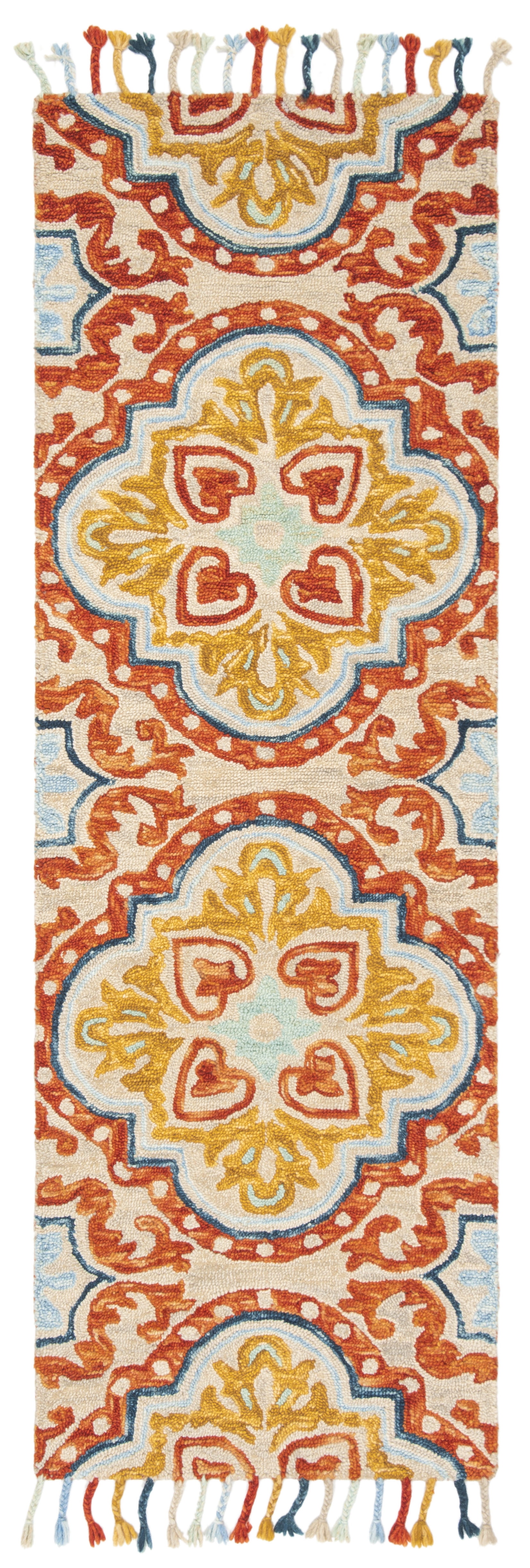 SAFAVIEH Aspen Tris Geometric Wool Runner Rug, Beige/Rust, 2'3" x 5'