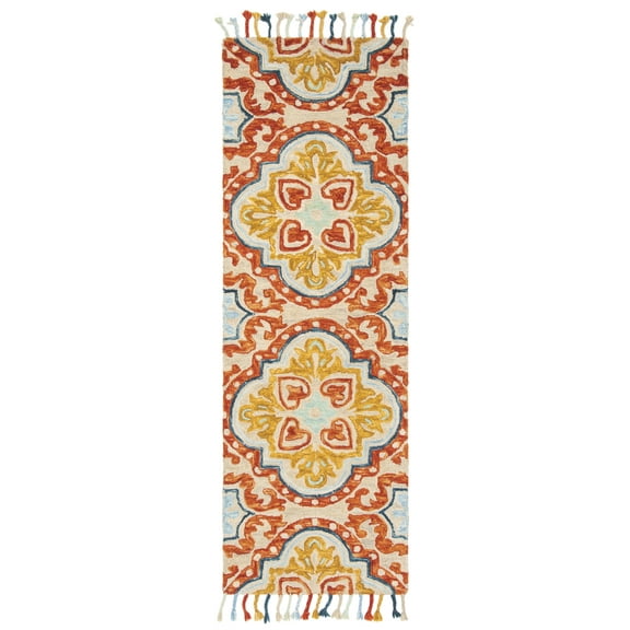 SAFAVIEH Aspen Tris Geometric Wool Runner Rug, Beige/Rust, 2'3" x 5'