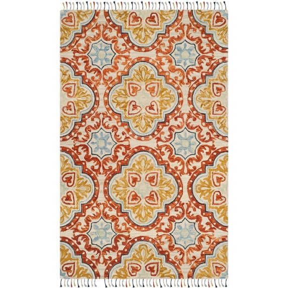 SAFAVIEH Aspen Tris Southwestern Wool Area Rug, Beige/Rust, 5' x 8'