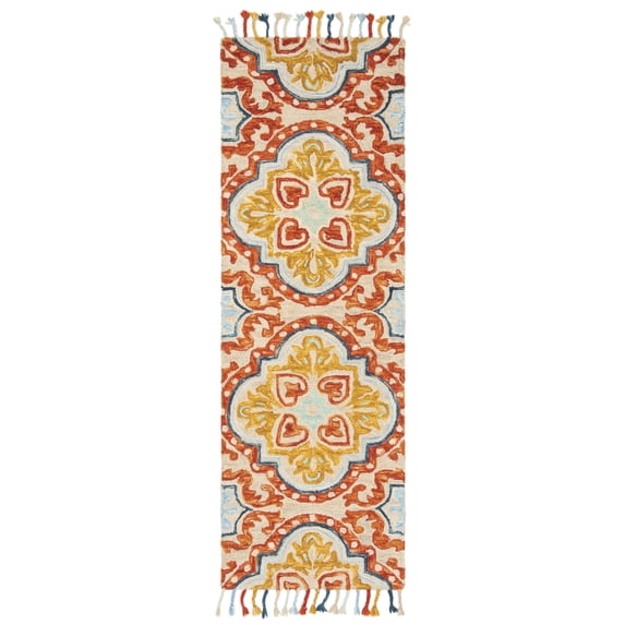 SAFAVIEH Aspen Tris Southwestern Wool Runner Rug, Beige/Rust, 2'3" x 8'