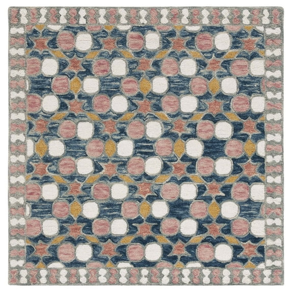 SAFAVIEH Aspen Vincent Geometric Area Rug, Grey/Pink, 5' x 5' Square