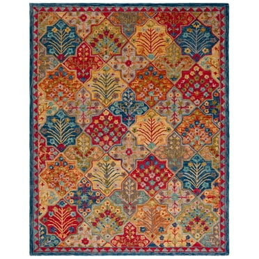 SAFAVIEH Aspen Warren Geometric Wool Area Rug, Blue/Orange, 10' x 14'