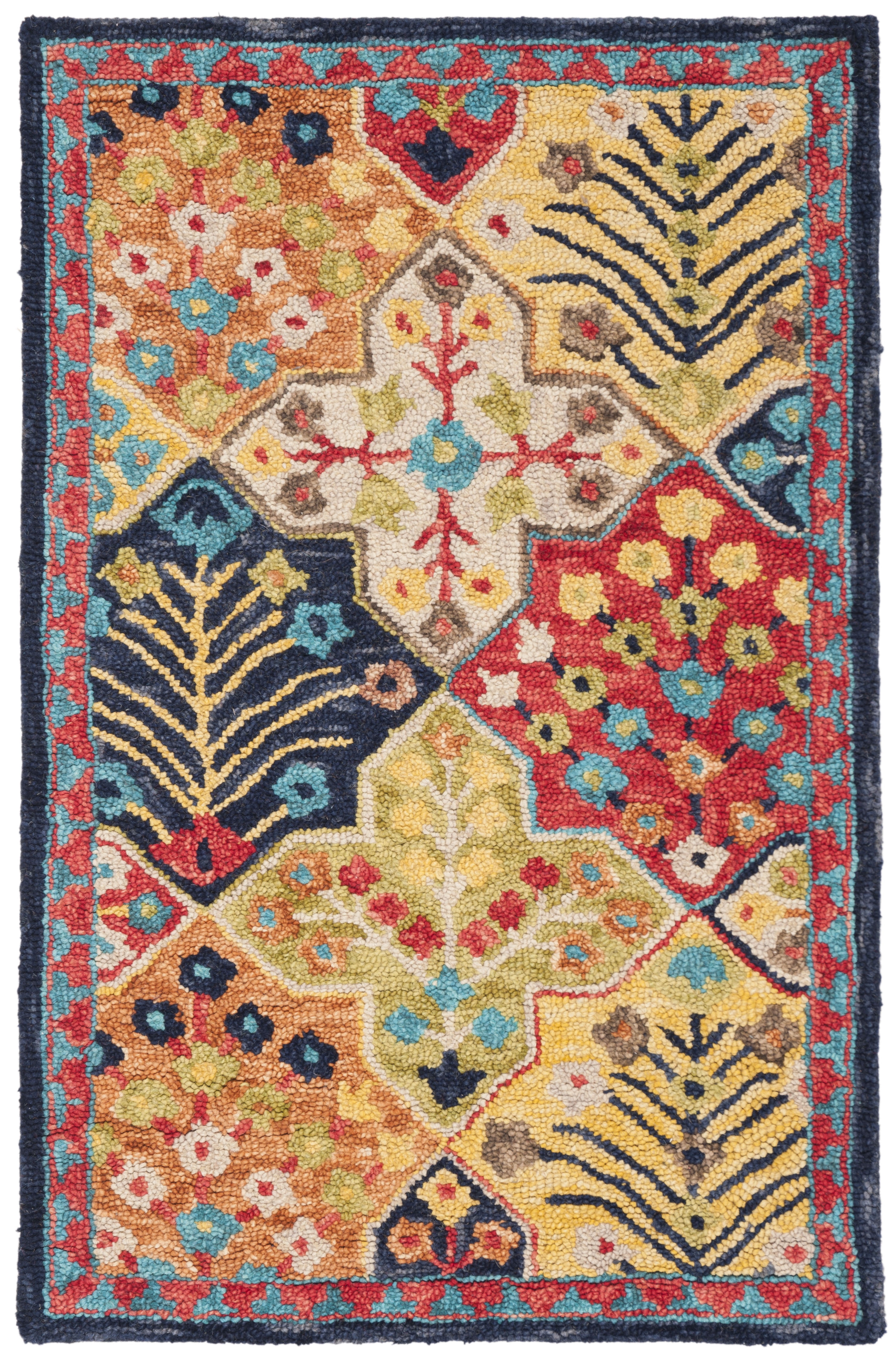 SAFAVIEH Aspen Warren Geometric Wool Area Rug, Blue/Orange, 2'3" x 5'