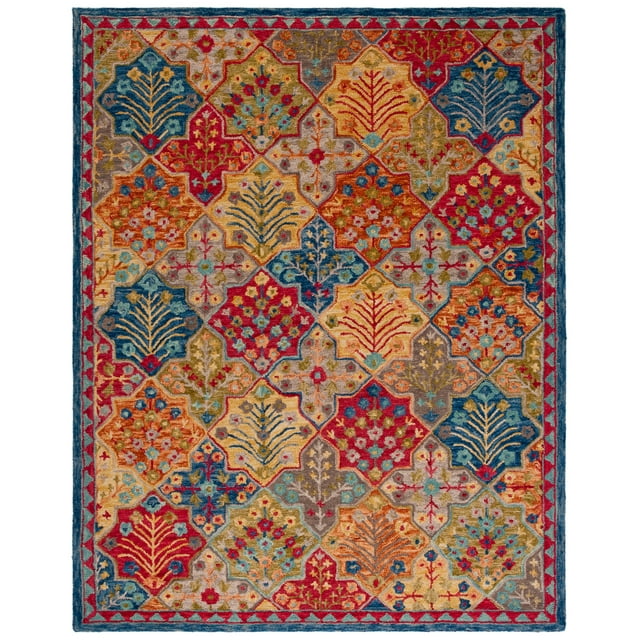 SAFAVIEH Aspen Warren Geometric Wool Area Rug, Blue/Orange, 9' x 12'