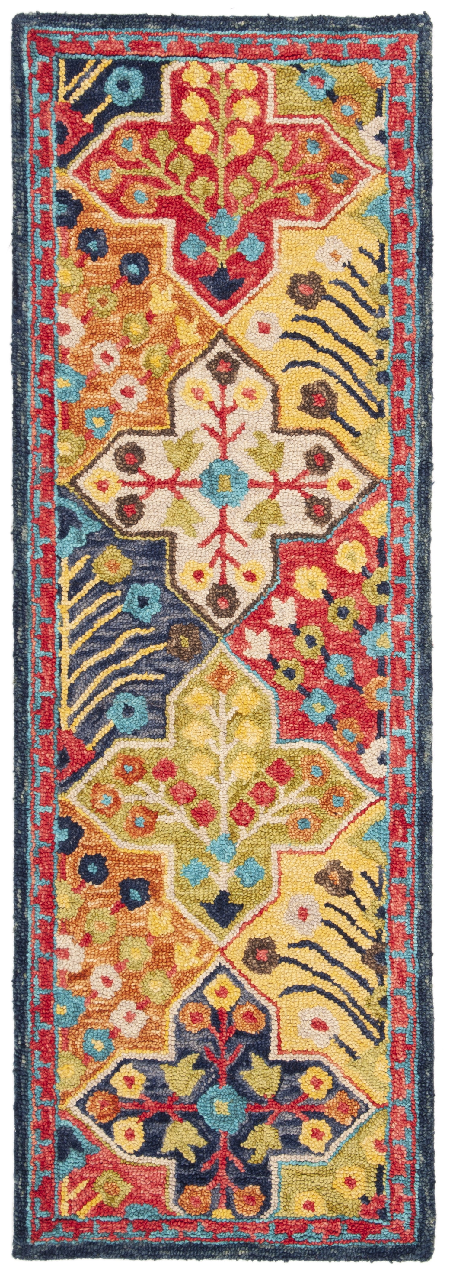 Rustic-Chic Handmade Tufted Wool Runner Rug in Blue