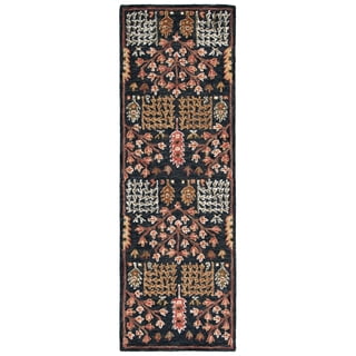 SAFAVIEH Aspen Wilhelmina Floral Wool Runner Rug, Black/Red, 2'3" x 5'