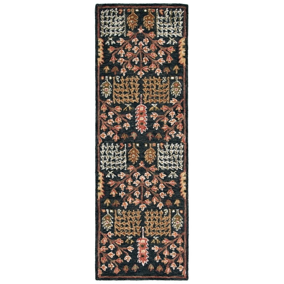 SAFAVIEH Aspen Wilhelmina Floral Wool Runner Rug, Black/Red, 2'3" x 5'