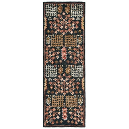SAFAVIEH Aspen Wilhelmina Floral Wool Runner Rug, Black/Red, 2'3" x 5'