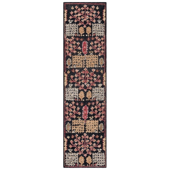 SAFAVIEH Aspen Wilhelmina Floral Wool Runner Rug, Black/Red, 2'3" x 11'