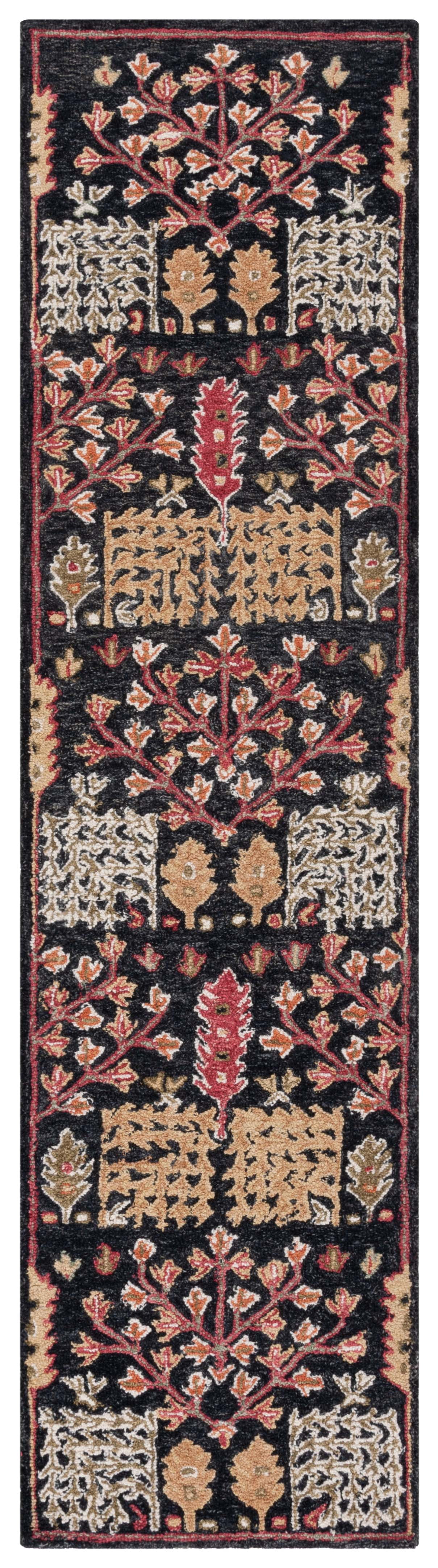 SAFAVIEH Aspen Wilhelmina Floral Wool Runner Rug, Black/Red, 2'3" x 13'