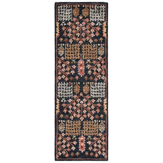 SAFAVIEH Aspen Wilhelmina Floral Wool Runner Rug, Black/Red, 2'3" x 8'