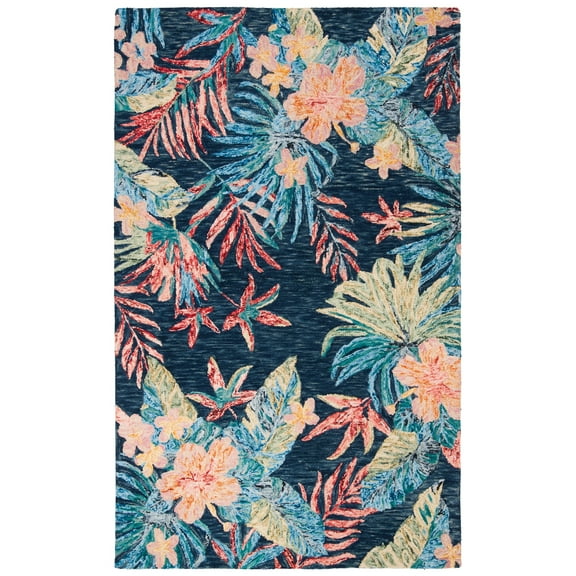 SAFAVIEH Aspen Willoughby Floral Wool Area Rug, Blue/Pink, 2' x 3'