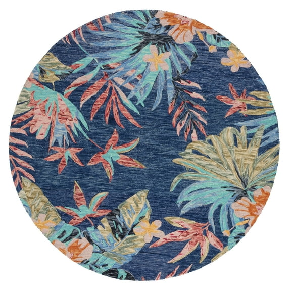 SAFAVIEH Aspen Willoughby Floral Wool Area Rug, Blue/Pink, 3' x 3' Round