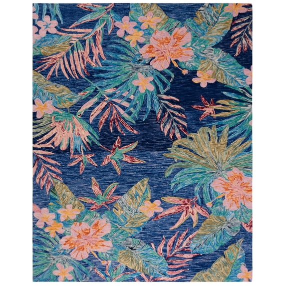 SAFAVIEH Aspen Willoughby Floral Wool Area Rug, Blue/Pink, 9' x 12'