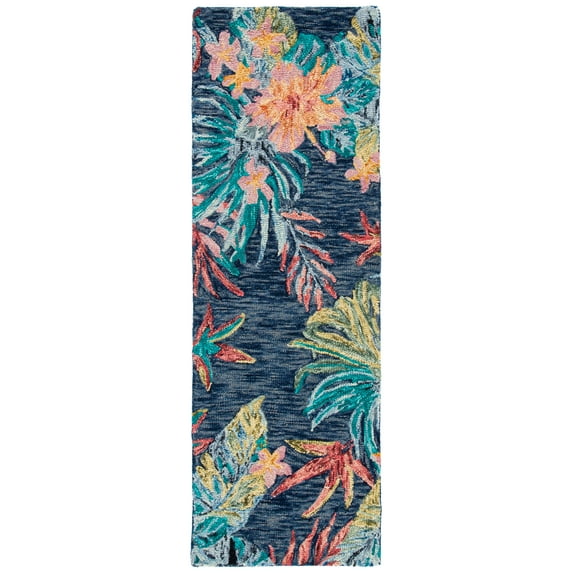 SAFAVIEH Aspen Willoughby Floral Wool Runner Rug, Blue/Pink, 2'3" x 5'
