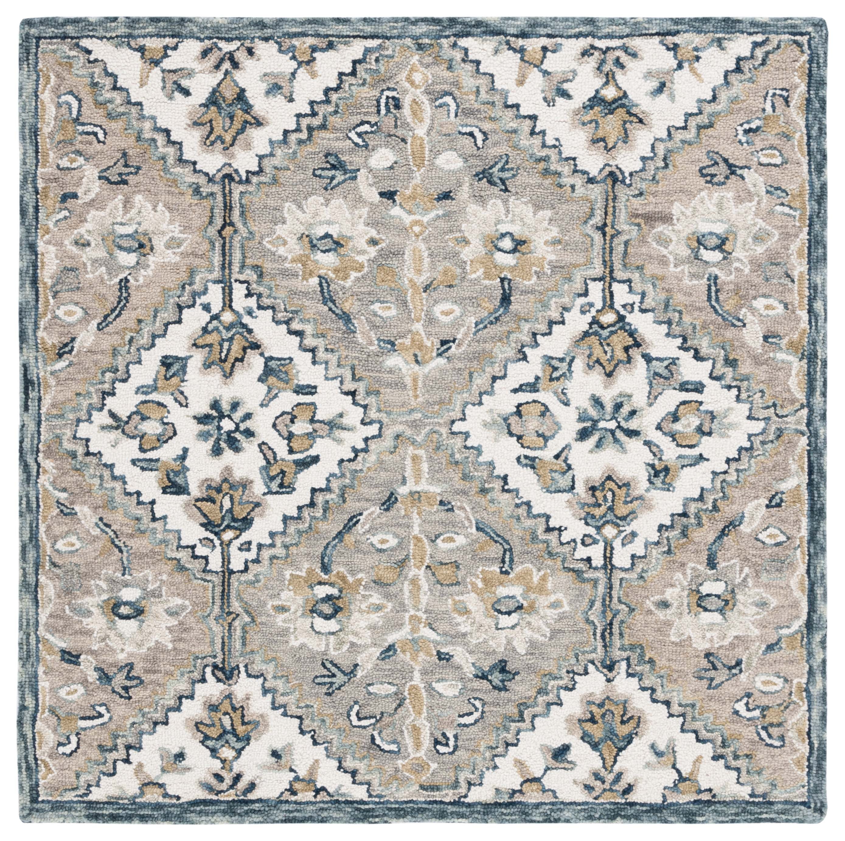 Aspen Chic Handmade Gray Wool 5' Square Tufted Rug