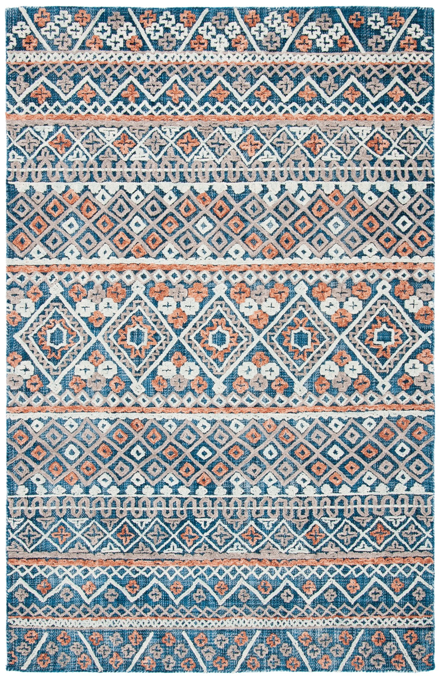 Handmade Rustic-Chic Blue Wool 4' x 6' Tufted Area Rug
