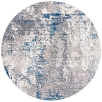 SAFAVIEH Aston Adrasteia Abstract Distressed Area Rug, Grey/Navy, 5'3" x 5'3" Round