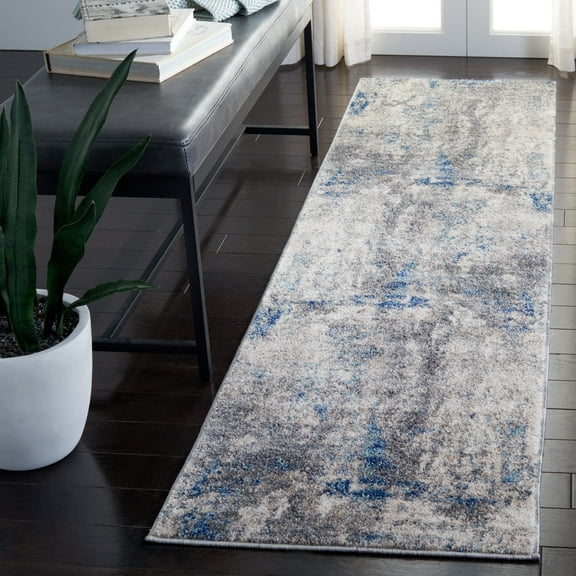 SAFAVIEH Aston Adrasteia Abstract Runner Rug, Gray/Navy, 2' x 11'