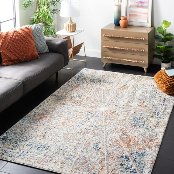 SAFAVIEH Aston Alys Abstract Area Rug, Ivory/Navy, 5'3" x 7'7"