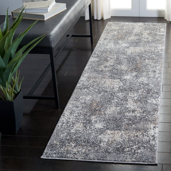 SAFAVIEH Aston Aphrodite Abstract Runner Rug, Light Gray/Gray, 2' x 8'
