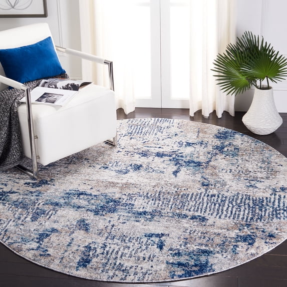 SAFAVIEH Aston Augustine Abstract Area Rug, Gray/Navy, 6'7" x 6'7" Round