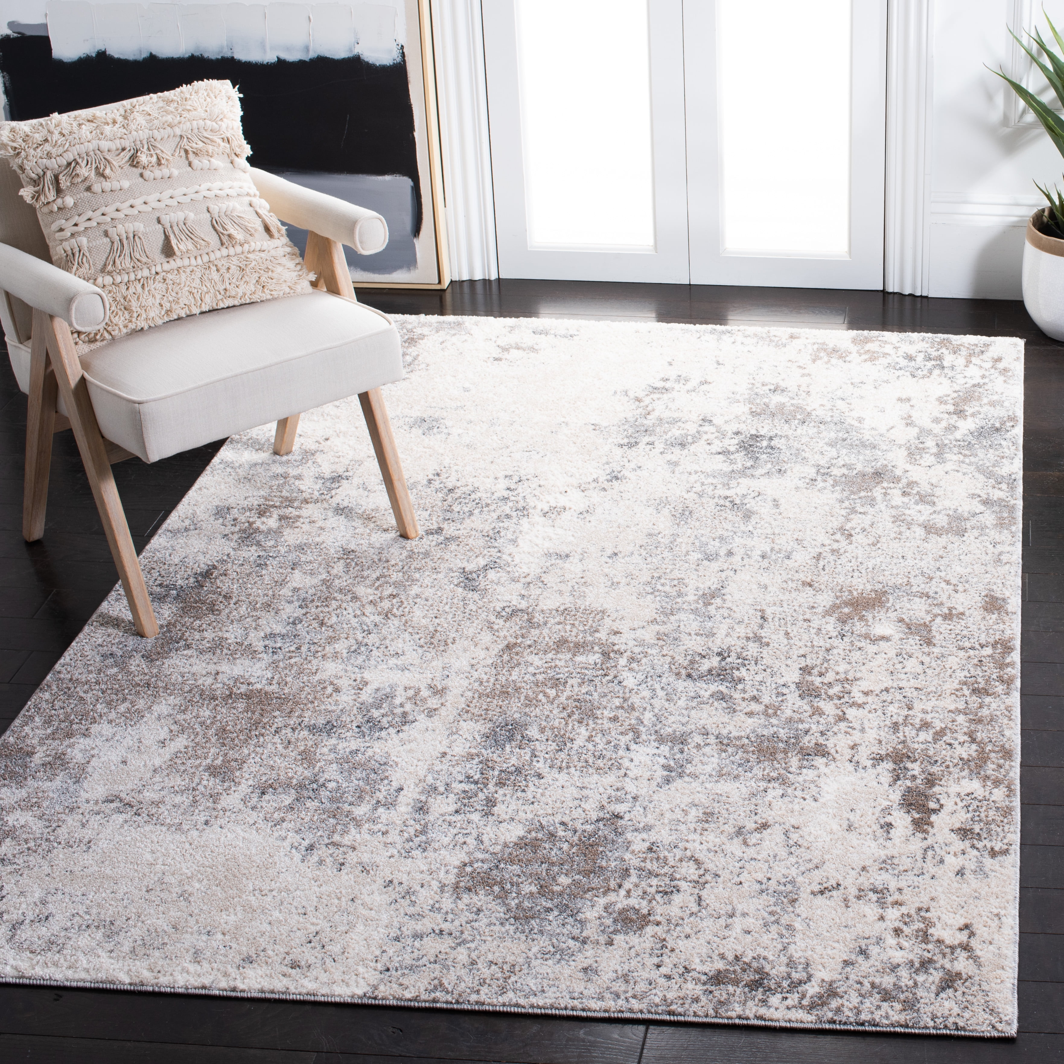 SAFAVIEH Aston Calanthia Abstract Area Rug, Ivory/Gray, 4' x 6'