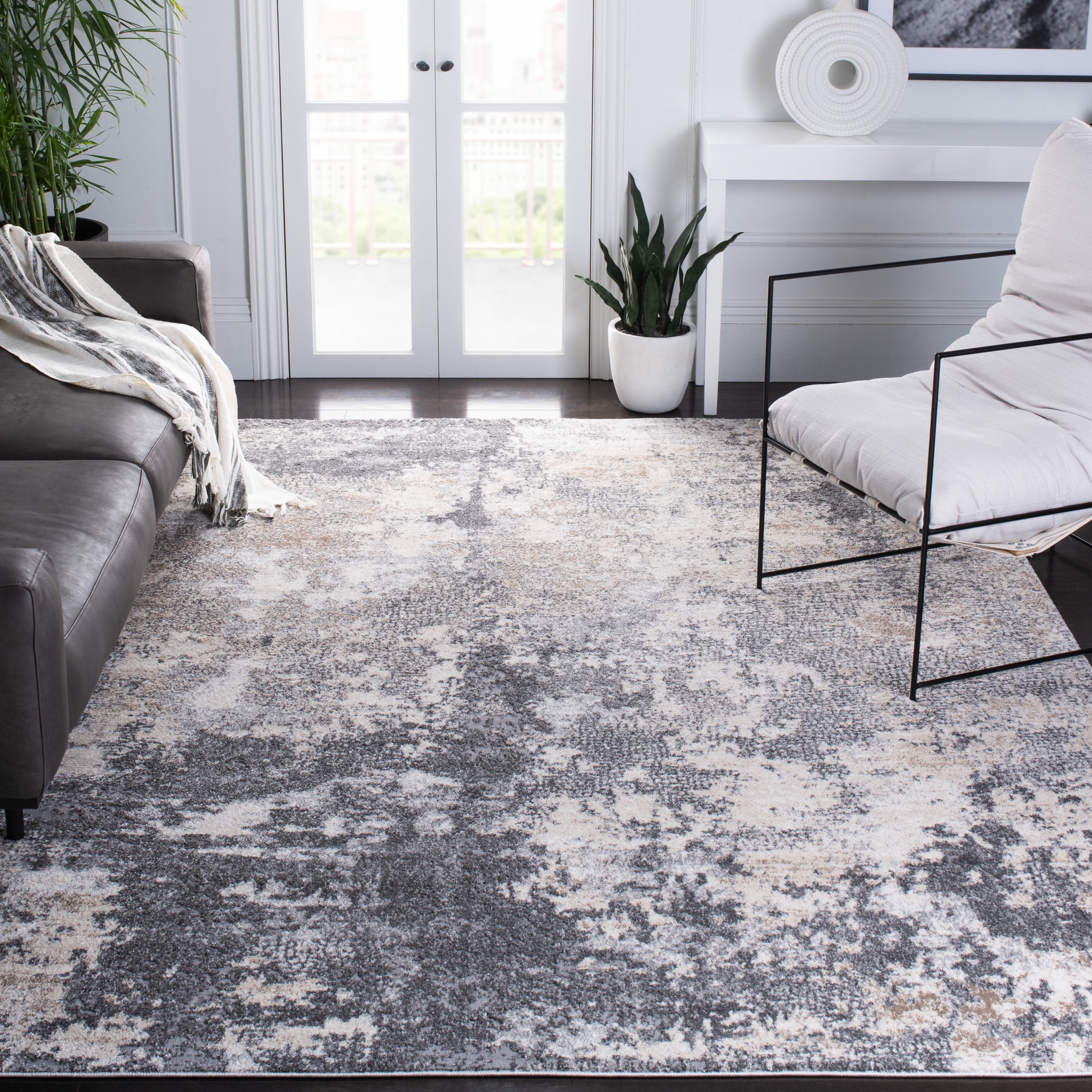 SAFAVIEH Aston Calanthia Abstract Area Rug, Light Gray/Gray, 11' x 15 ...