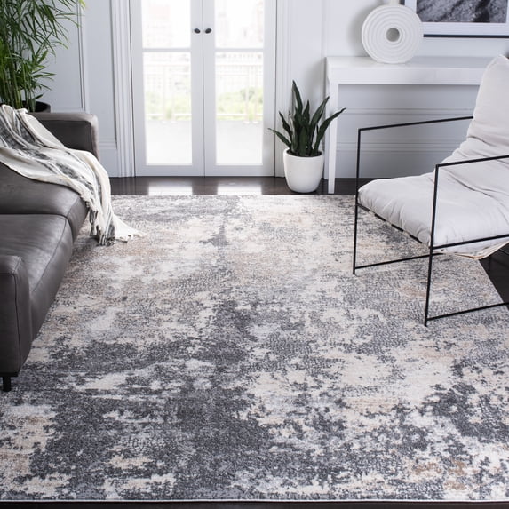 SAFAVIEH Aston Calanthia Abstract Area Rug, Light Gray/Gray, 7'10" x 7'10" Square