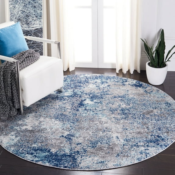 SAFAVIEH Aston Calanthia Abstract Area Rug, Navy/Gray, 10' x 10' Round