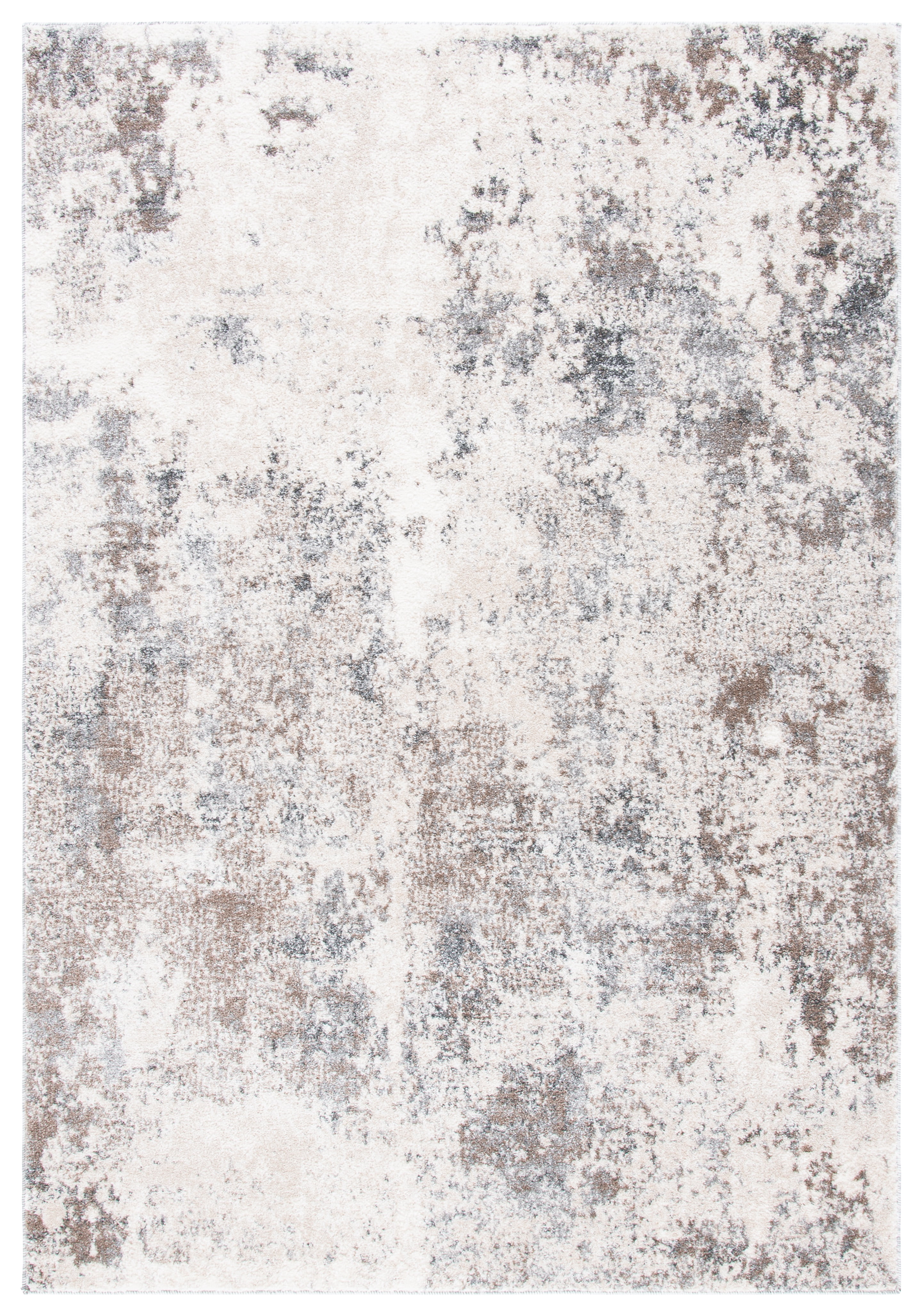 Ivory and Grey Abstract 6' x 9' Synthetic Area Rug