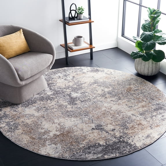 SAFAVIEH Aston Calanthia Abstract Area Rug, Light Gray/Gray, 3' x 3' Round