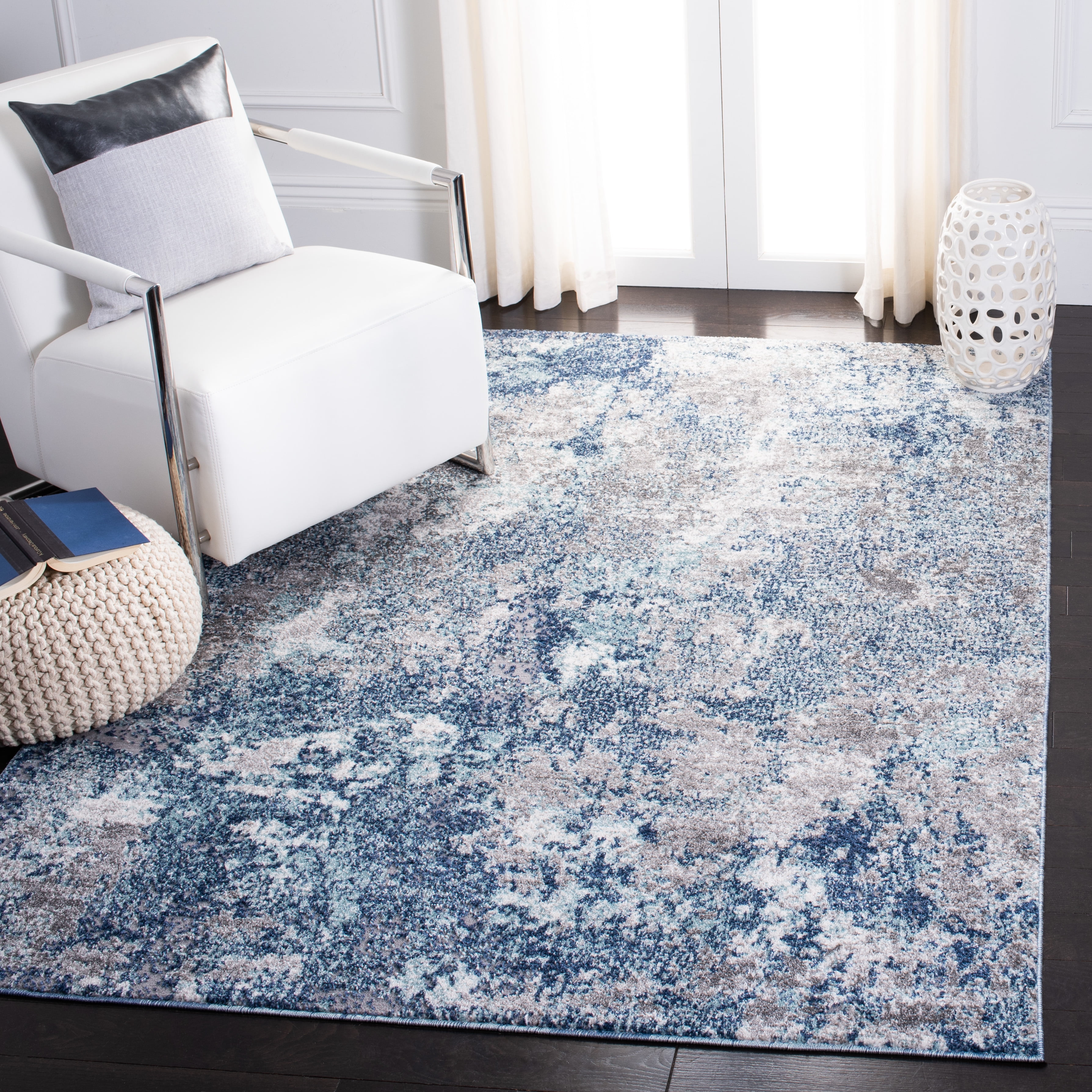 Gray Abstract 8' x 10' Reversible Synthetic Area Rug