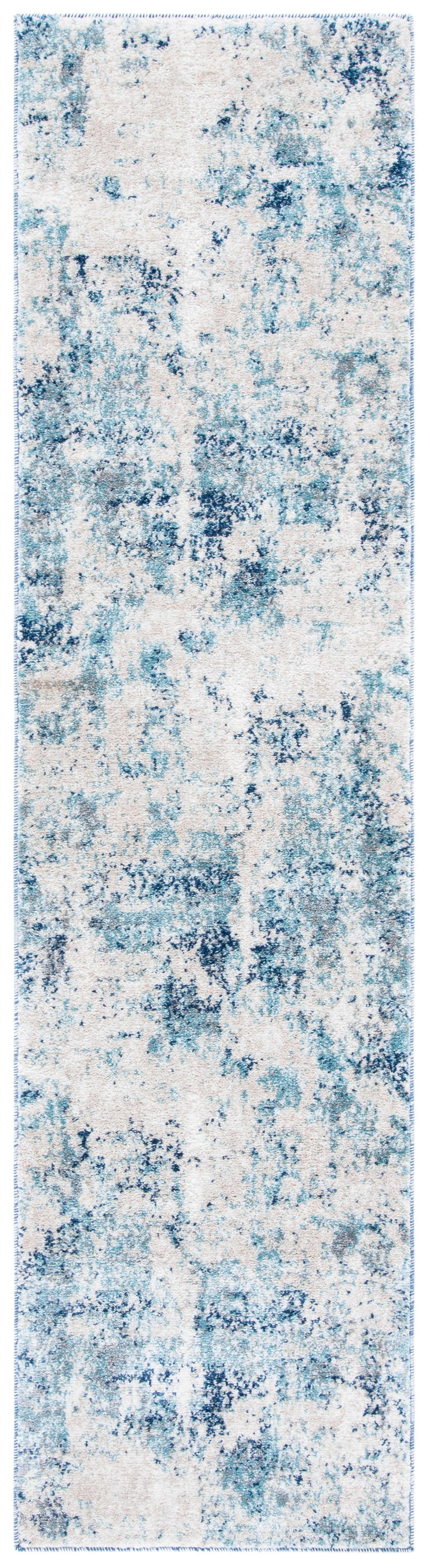 Blue Abstract Stain-Resistant Synthetic Area Rug 24" x 8"