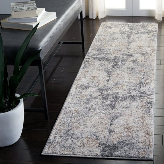 SAFAVIEH Aston Calanthia Abstract Runner Rug, Light Gray/Gray, 2' x 5'
