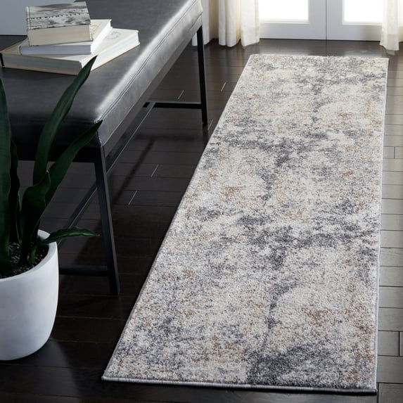 SAFAVIEH Aston Calanthia Abstract Runner Rug, Light Gray/Gray, 2' x 7'