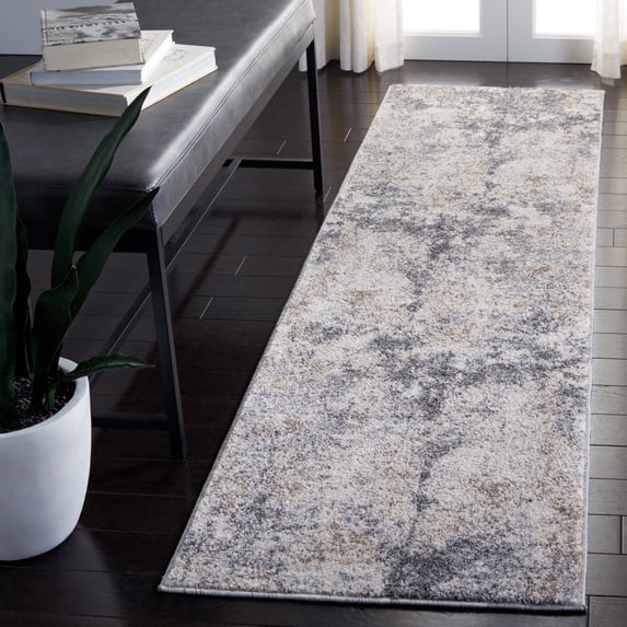 SAFAVIEH Aston Calanthia Abstract Runner Rug, Light Gray/Gray, 2' x 9'