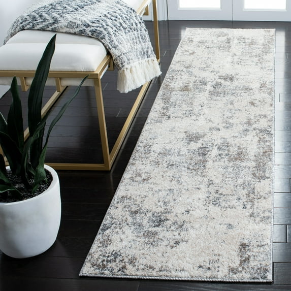 SAFAVIEH Aston Calanthia Abstract Runner Rug, Ivory/Gray, 2' x 8'