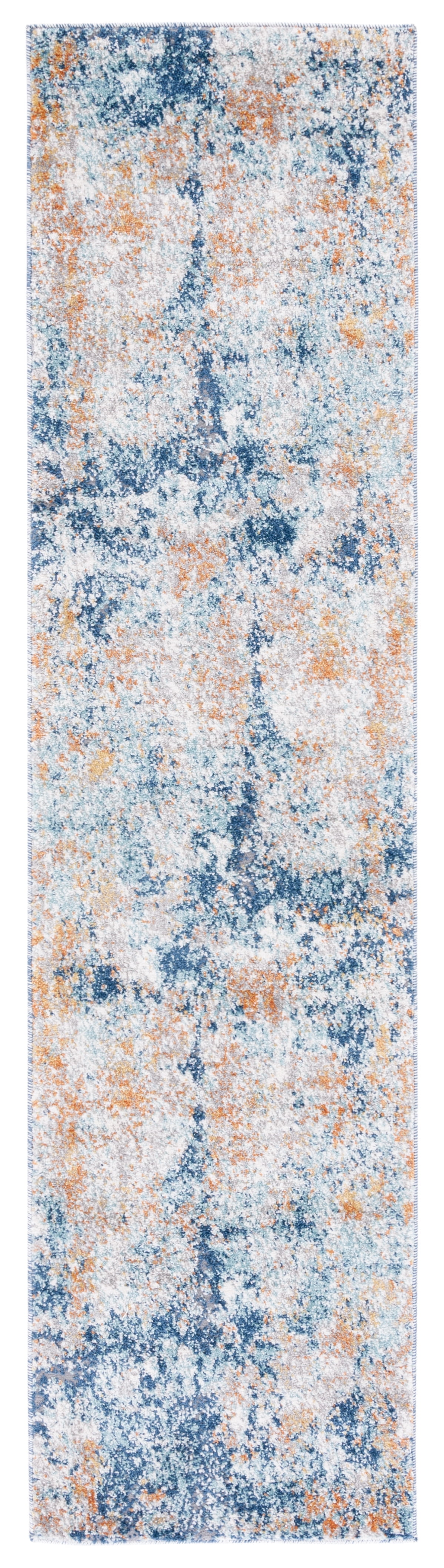 Gray Abstract Stain-Resistant Synthetic Runner Rug, 24" x 4"