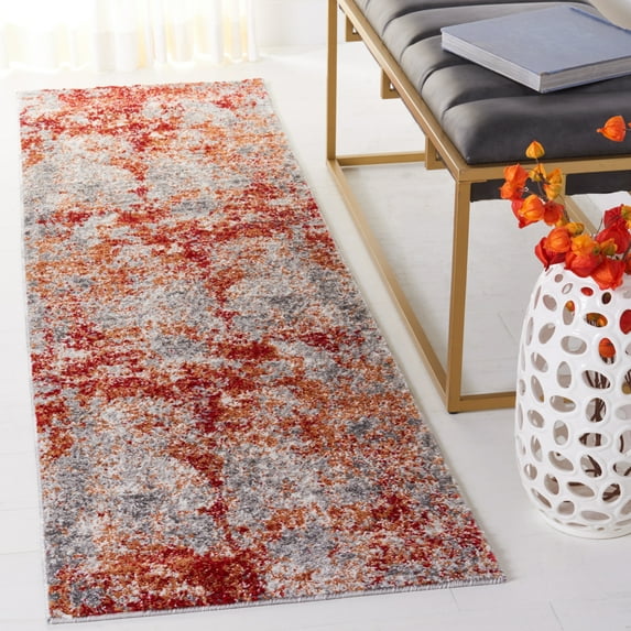 SAFAVIEH Aston Calanthia Abstract Runner Rug, Red/Gray, 2' x 8'