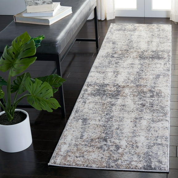 SAFAVIEH Aston Celandine Abstract Runner Rug, Ivory/Gray, 2' x 8'