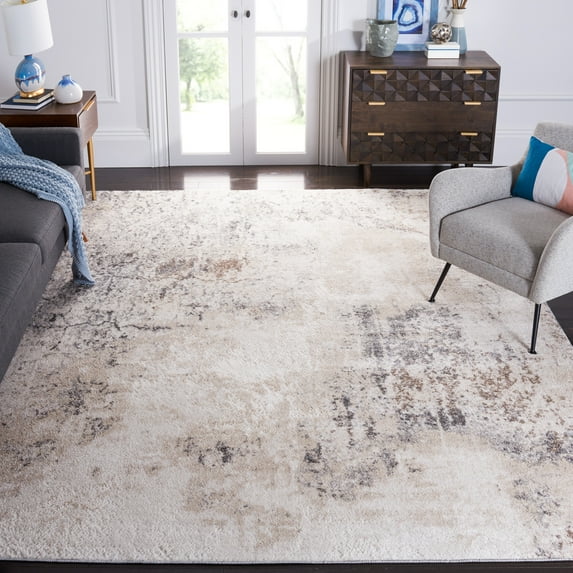 SAFAVIEH Aston Charmaine Abstract Area Rug, Ivory/Gray, 6'7" x 6'7" Square