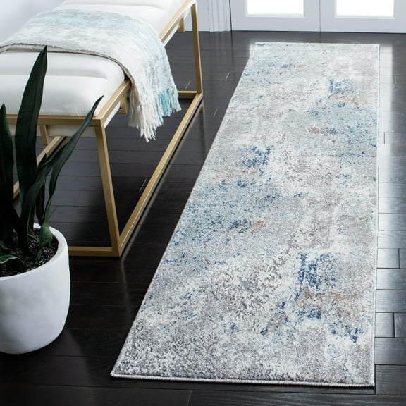 SAFAVIEH Aston Charmaine Abstract Runner Rug, Gray/Blue, 2' x 8'